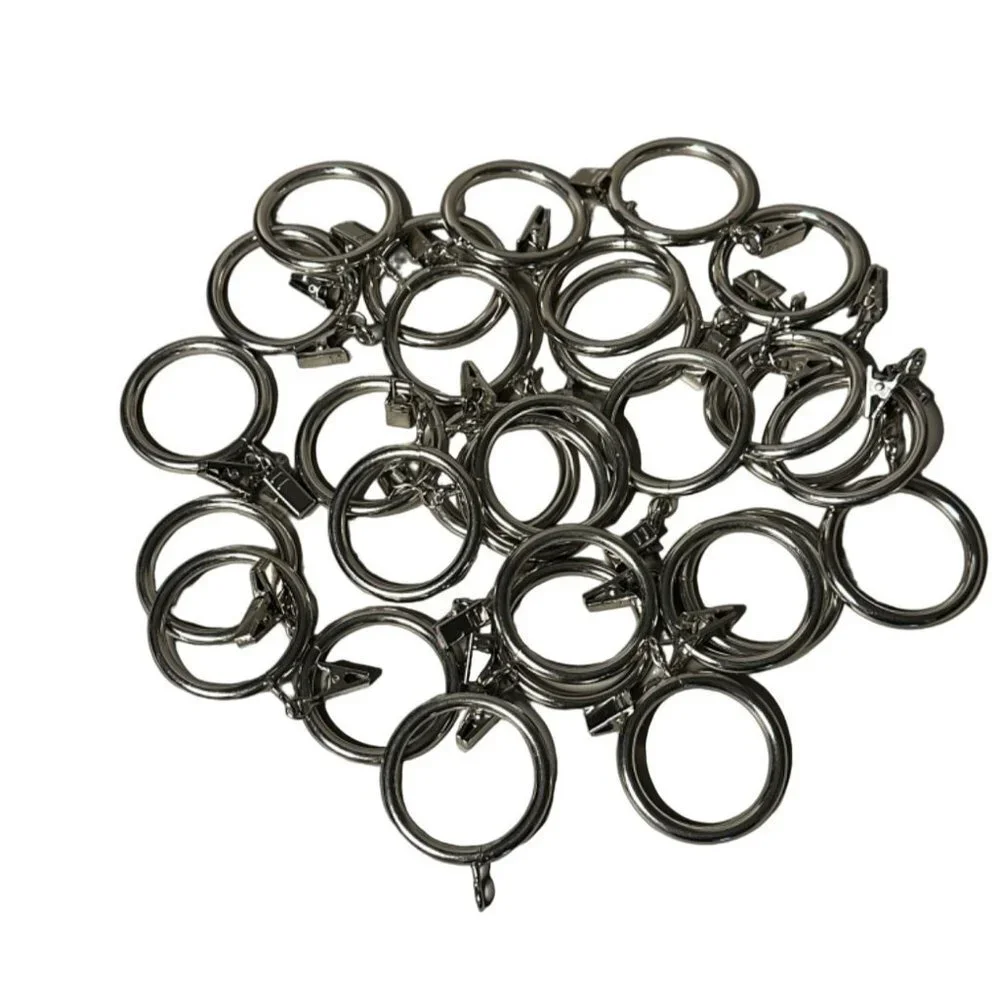 Curtain Rod Rings Clips Set Metal Lot of 20 Round Drapery Window 2.25